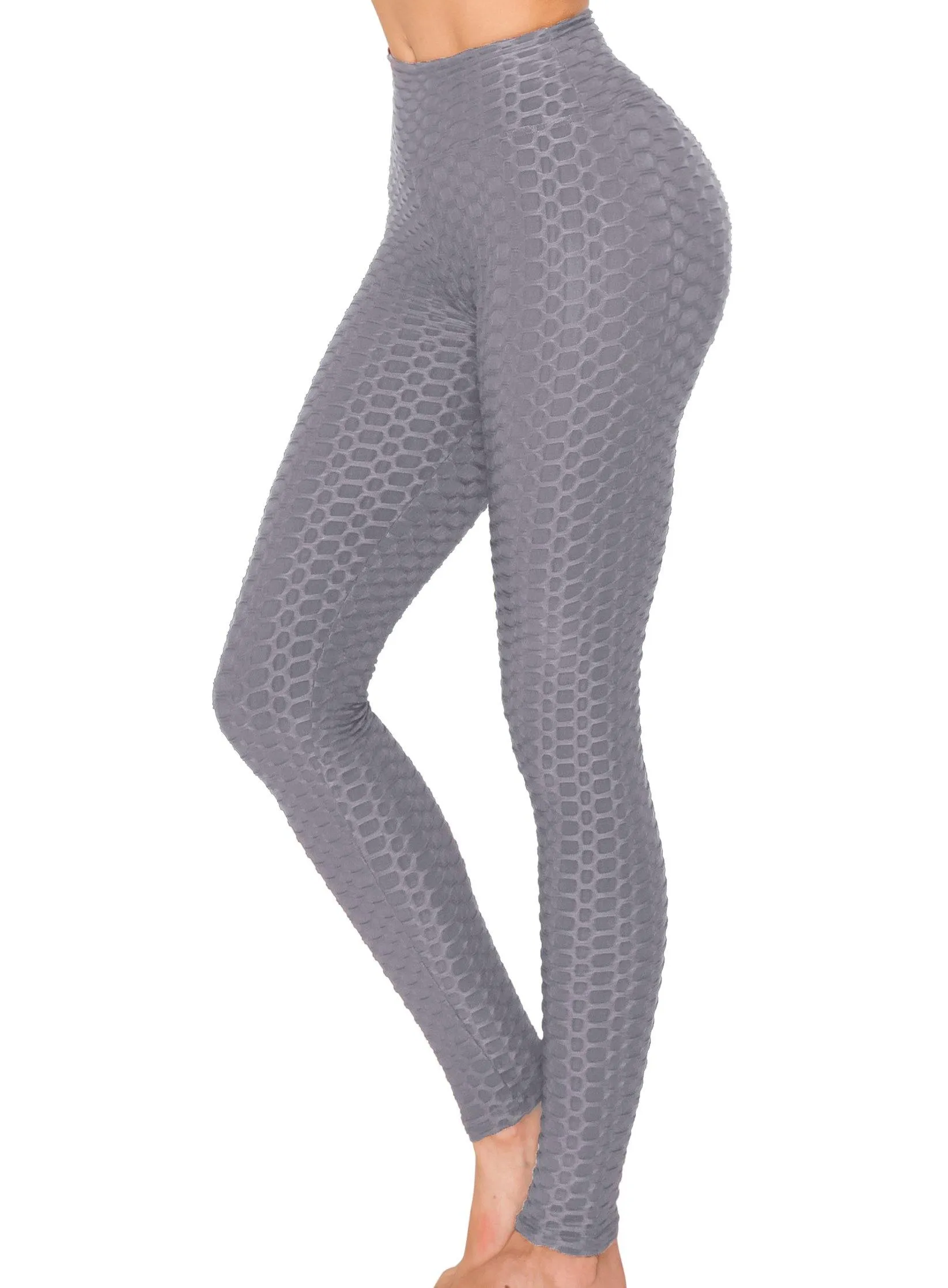 Textured 3D Booty Yoga Pants - High Waist Compression Slimming Butt Lift Solid Pants