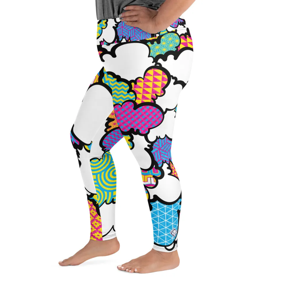 Women's CMYK Graffiti Clouds Plus Size Yoga Pants Workout Leggings For Jiu Jitsu 001