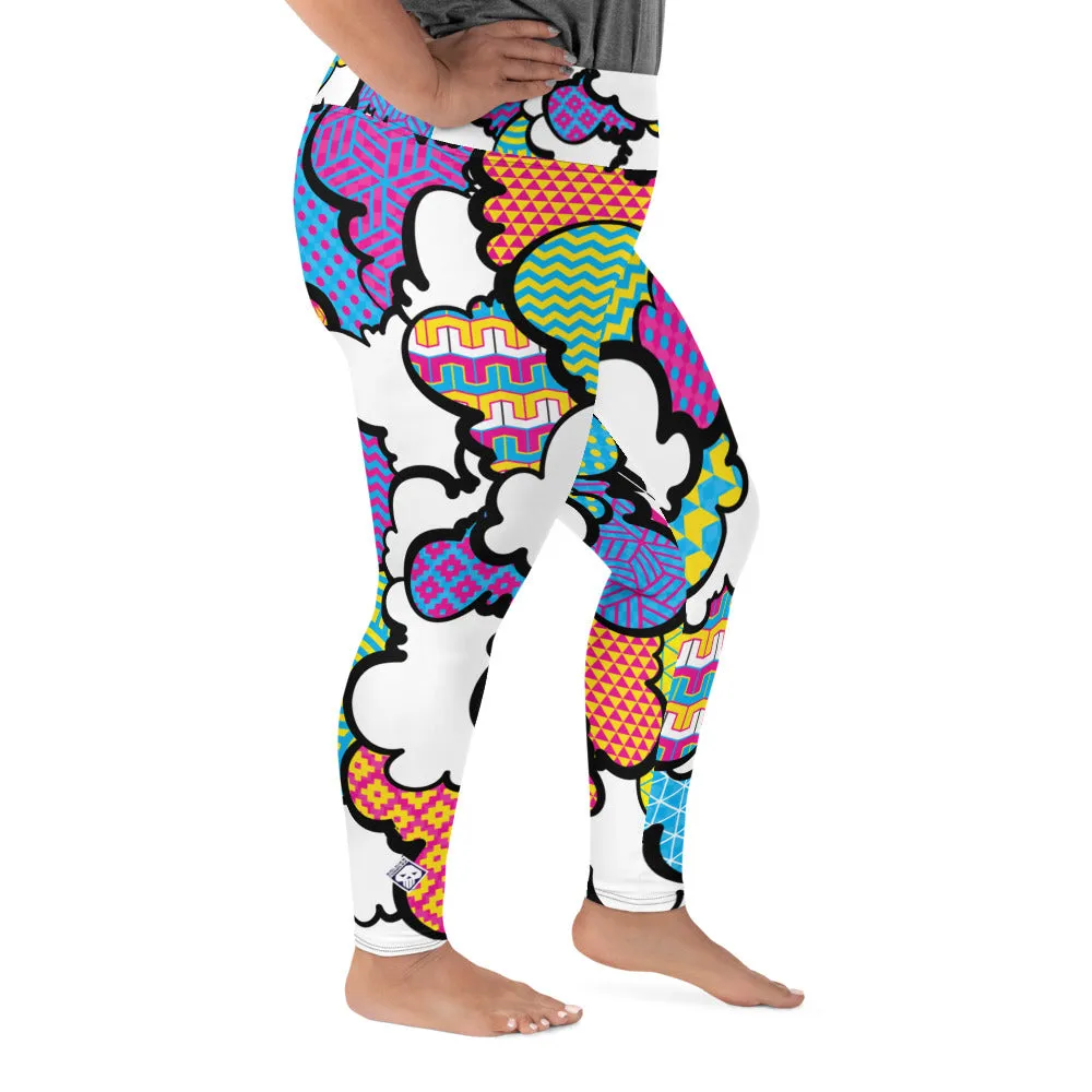 Women's CMYK Graffiti Clouds Plus Size Yoga Pants Workout Leggings For Jiu Jitsu 001