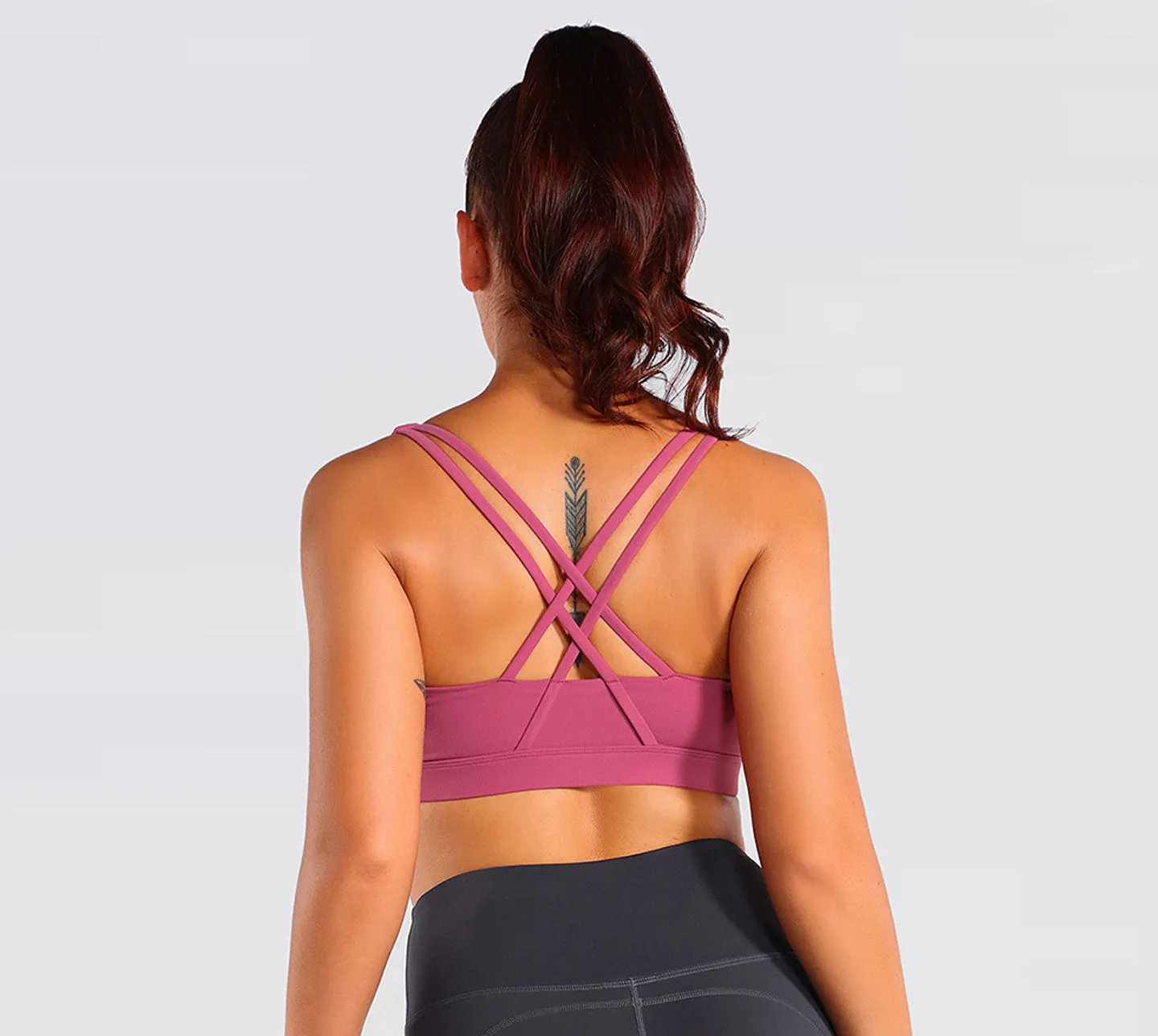 Women's Nabtos® Performance Activewear Yoga Sports Strappy Back Padded Bra-Pink