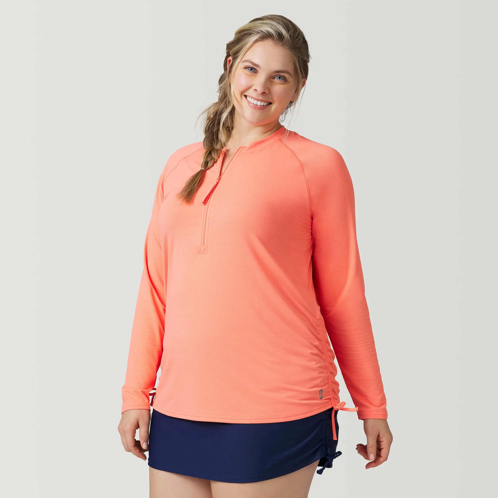 Women's Plus Size SunFree Quarter Zip UPF Sunshirt