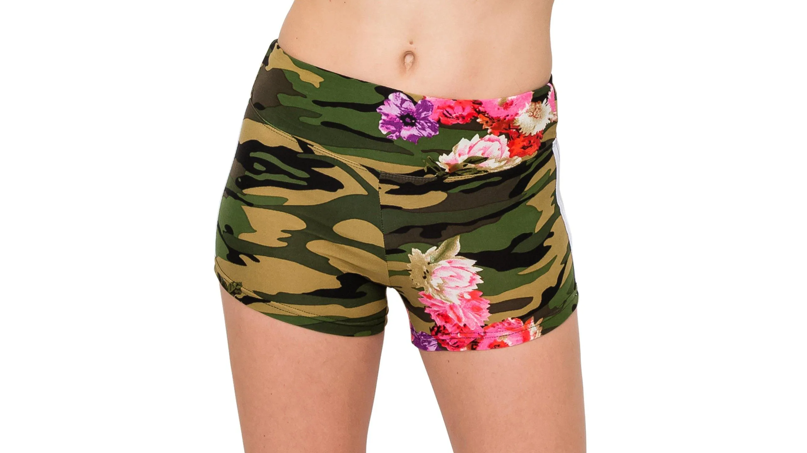 Workout Yoga Shorts - Premium Buttery Soft Solid Stretch Cheerleader Running Dance Volleyball Short Pants - Print Designs